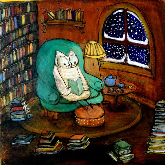 Snowy Owl Would Rather Be Reading- Archival Print