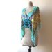 RESERVED for LG - Vintage Silk Geisha Cape, Floaty, Shawl, Turquoise, Green, Pink, Yellow, Lace, Gypsy Bohemian