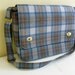 Tartan Plaid Wool Laptop Messenger Bag, Stewart Dress Blue
