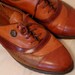 Vintage 1980s Oxfords / Auburn Patchwork Saddle Shoes (Womens 6M)