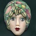 One of a Kind Art Doll face with Faux Fabric Clay Hat GFF 1