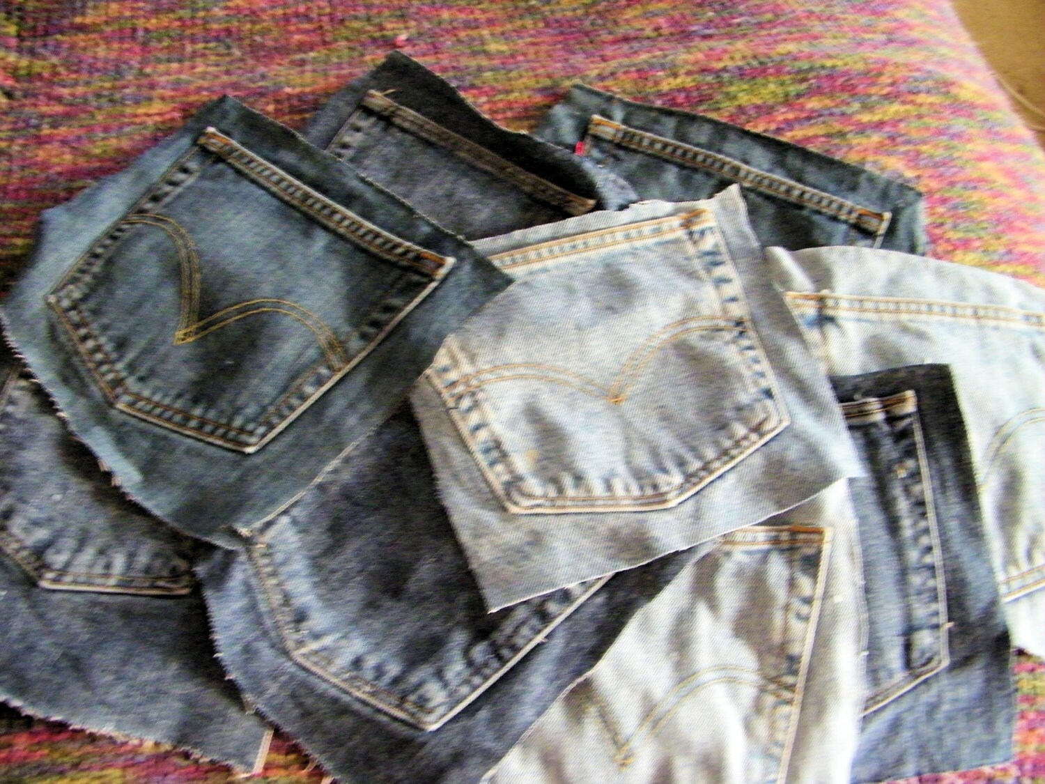 Denim Blue Jean Pockets for Upcycling Recycling by CraftiqueRedux
