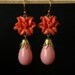 Vintage Coral Lily Earrings