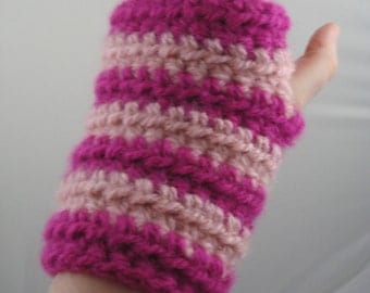 Cheshire Cat Inspired Mohair Feel Striped Crocheted Wrist Warmers (size M-L) (SWG-WW-MJ06)