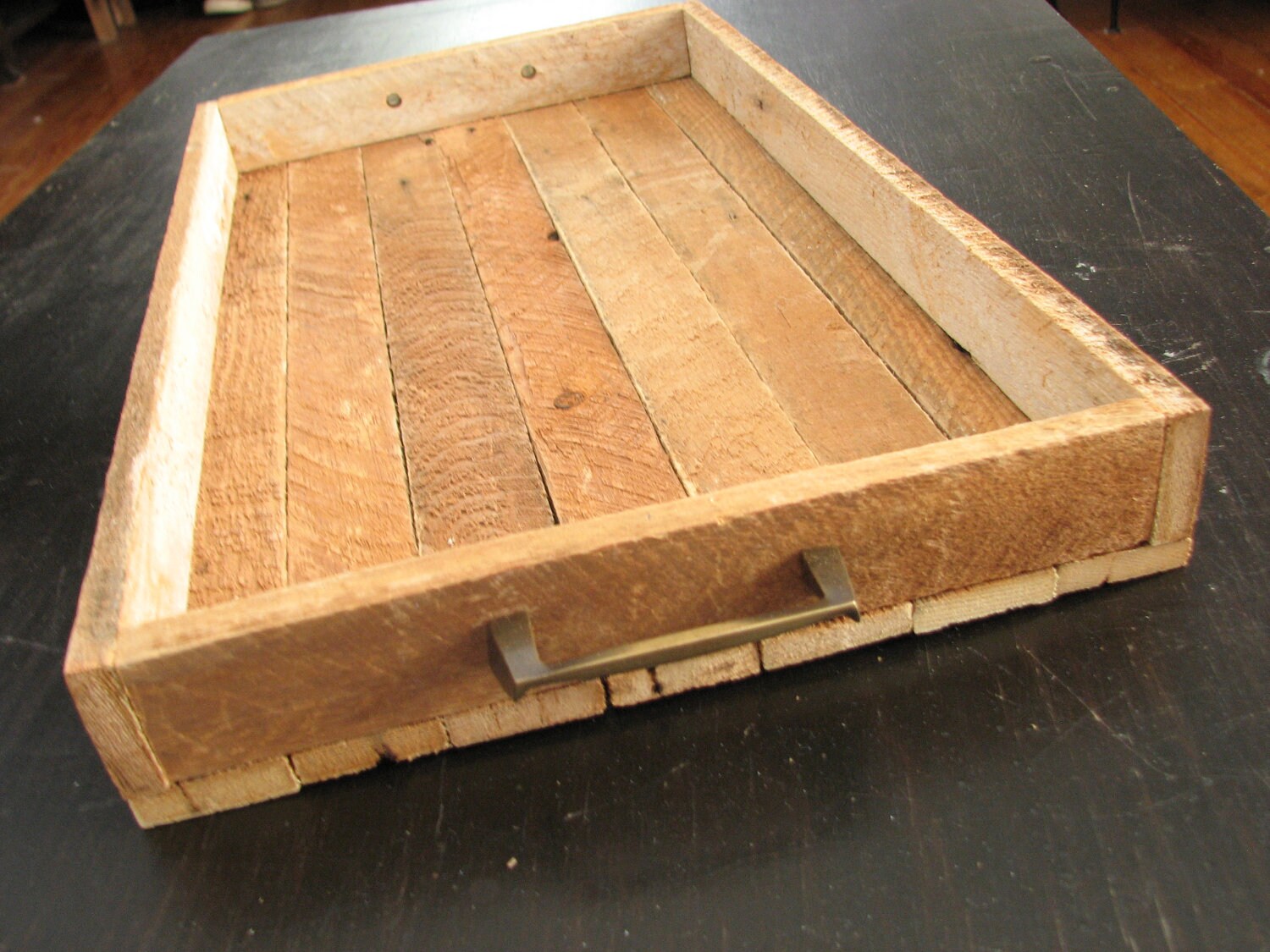 reclaimed wood tray box salvaged wood tray with handles