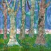 Original abstract TREE Wall art 12x12" music collage canvas painting | modern decor