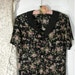 Reserved for JLester - Floral Midi Dress Boho Black with Pink Roses Vintage 80s 90s Boho Grunge