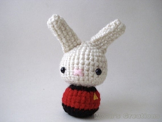 Red Shirt Moon Bun Amigurumi Star Trek Bunny Rabbit