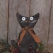 Primitive Grungy Halloween Spooky Black Kitty Cat Bowl Filler Ornie Ornament Shelf Sitter Tuck Doll