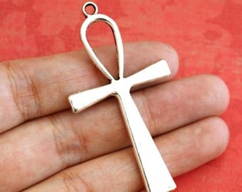 Lead Free 2pcs Antique Silver Ankh Symbol Pendants 12911-AS-FF