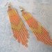 Super Long Beaded Earrings Tangerine Seed Bead Earrings