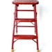 Vintage 1940s Wood Step Ladder with Original Red Paint and Label