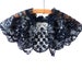 Black Sequined and Beaded Shoulder Capelet