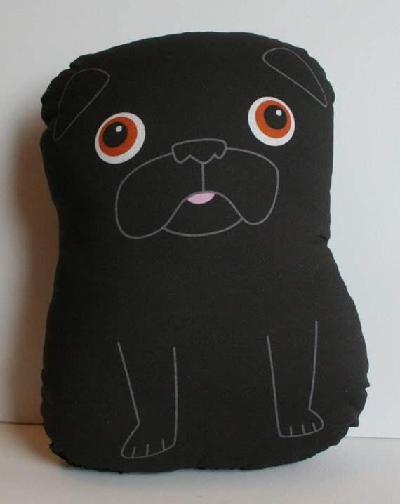 Buddy large black pug stuffed toy by mrwalters on Etsy