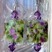 Lampwork Dangle Earrings with Amethyst Swarovski Crystals and Sterling Silver