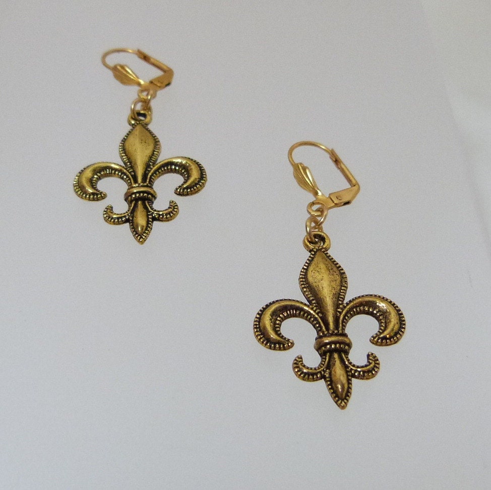 Gold Fleur De Lis Earrings