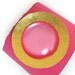 Hot Pink Leather Cuff Bracelet with Vintage Buttons, Eco Friendly, Women, Plus Size, OOAK