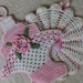 Vintage Crocheted Pot Holders - Pink and White Potholders - Flower Basket - Shabby Chic - Pink Kitchen Pot Holders