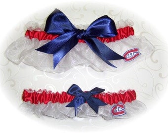 Montreal Canadiens Wedding Garter Set Handmade Keepsake and Toss wrn
