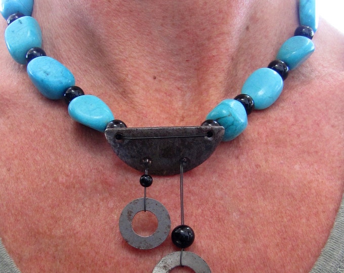 Turquoise Necklace * Black Onyx Necklace * Dangle Necklace * Boho Jewelry