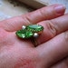 FREE SHIPPING Vintage Ring Green Marquise Rhinestone with Aurora Borealis Accents
