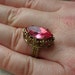FREE SHIPPING Vintage Ring Pink Marquise Rhinestone