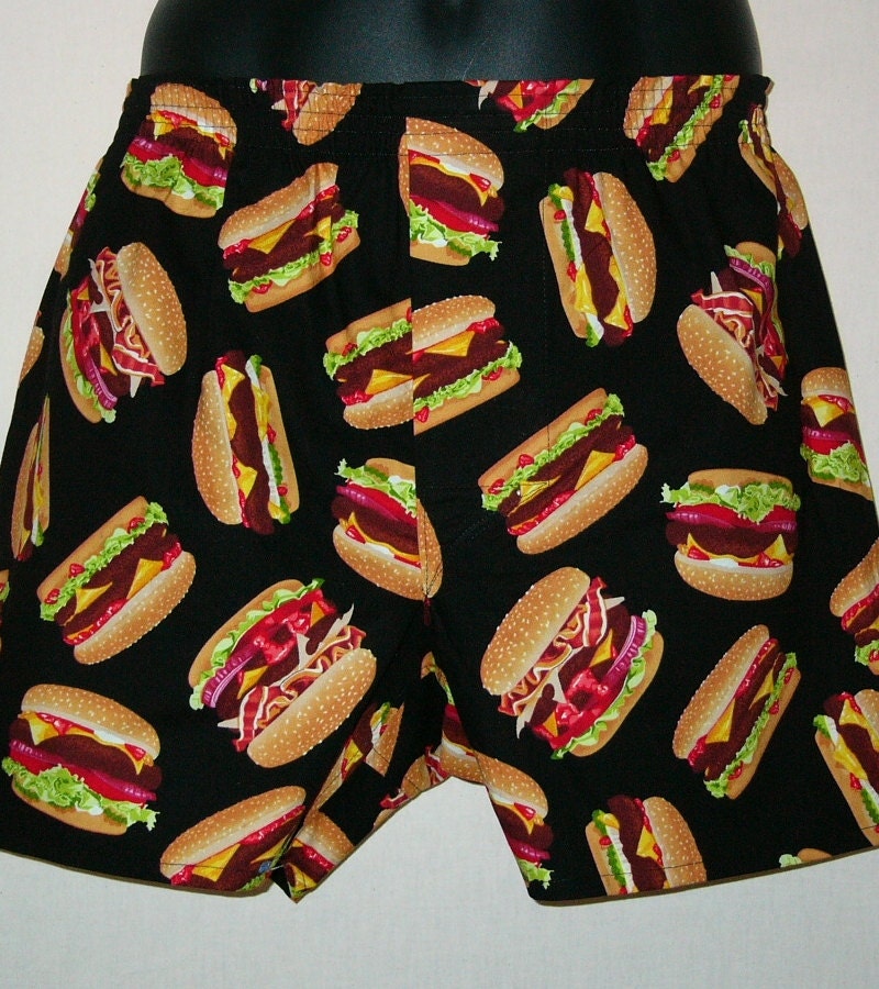 BURGERS cotton boxers LIMITED EDITION by BonusPants on Etsy