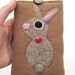Phone cozy pouch brown little needle felted wool bunny rabbit RESERVED