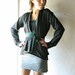 Black draped Jersey Tshirt long sleeve cardigan with belt womens belted tank top