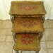 Vintage Hollywood Regency toleware Italian Florentine nesting side tables, gold and red