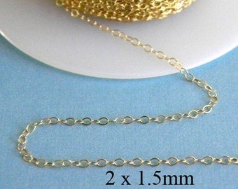 10 ft - 14k Gold Filled Flat Cable Chain 2 x 1.5mm
