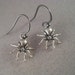 Silver Spider Earrings, Sterling Spiders, Halloween Earrings, Halloween Jewelry, Spooky Earrings, Spider Charms, Dangle Insect Earrings