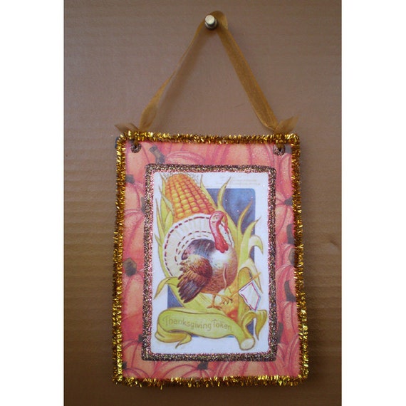 Thanksgiving vintage style home decoration ornament wall hanging decoupage plaque harvest