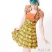 70s Skirt - Orange and green Skirt, floral - Vintage floral jumper skirt with suspenders - sz S- High waisted underbust skirt
