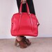 Vintage Large Red Vinyl HoBo BoHo Travel Carry-On Luggage Weekender Weekend Shoulder Bag Purse