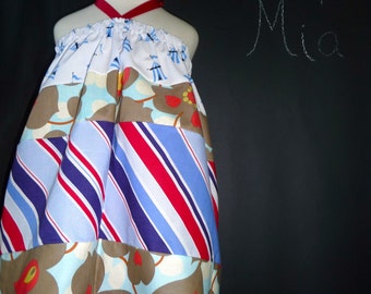 SAMPLE - 4th of July - Halter dress or top - Will fit Size 12-24 month up to 5T - by Boutique Mia - Ready To Ship