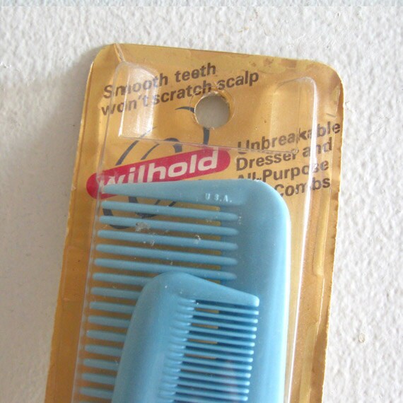2 Vintage Hair Combs Plastic Wilhold w packaging Unused NOS