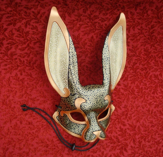 Venetian Rabbit Mask V7... handmade leather rabbit mask