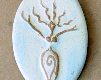 Uprising Goddess Bead - Stoneware Oval Goddess Bead in Neutral - perfect as Blessingway Gift