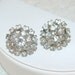 Wedding Earrings Rhinestone Jewelry Round Flower Design Screw Back Vintage 1950s