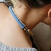Crochet Choker Necklace in Caramel Beige and Blue