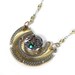 Steampunk Necklace Antique 2 TONE Pocket Watch & Jeweled Watch Emerald Crystal GORGEOUS Womens Wedding Anniversary - Steampunk by edmdesigns
