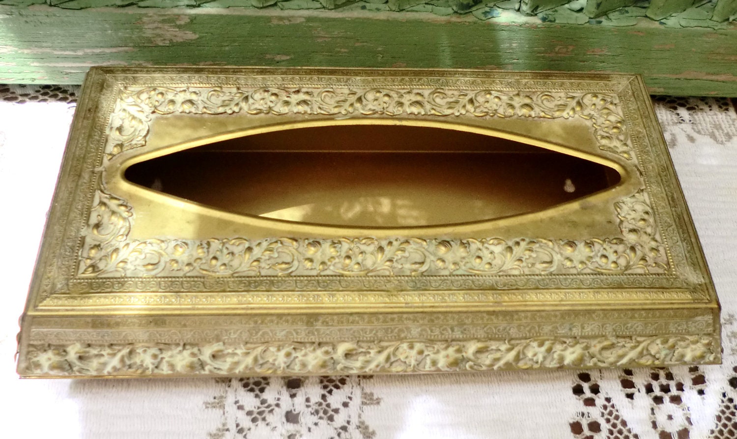 VINTAGE Metal Kleenex BOX Shabby Chic