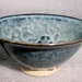 Tiny Wheel Thrown Pottery Bowl in Mottled Blue with Pink Accents