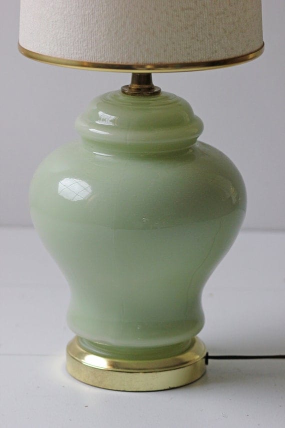 mint green glass petite table lamp
