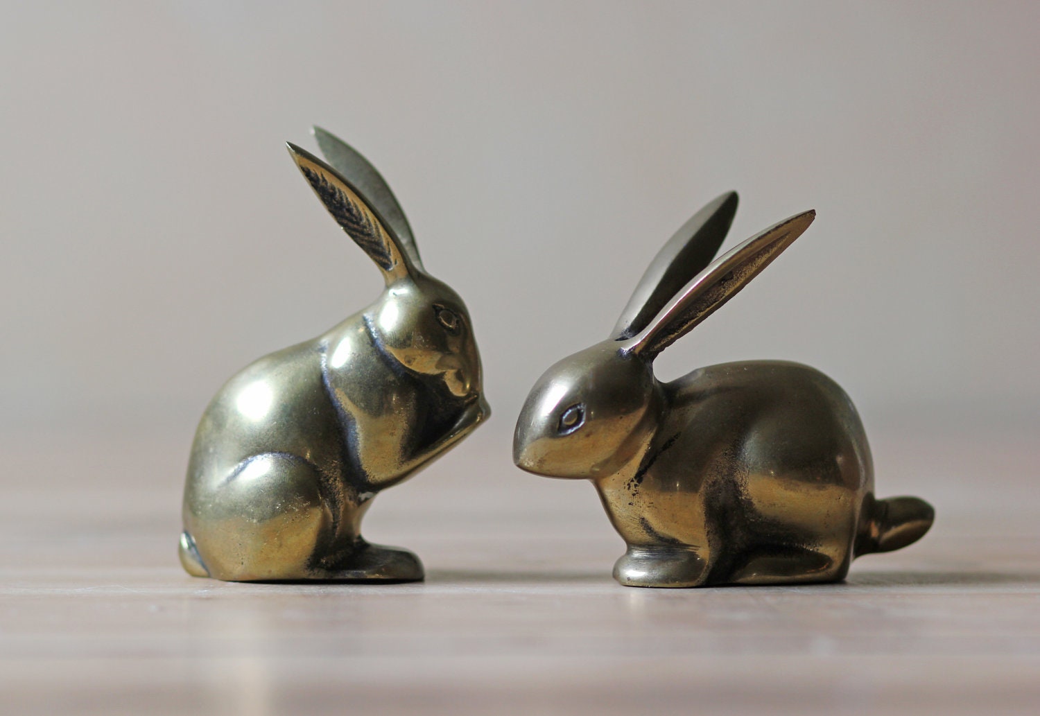 pair of brass bunny figures