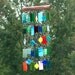 Blues & Greens Stained Glass Wind Chimes Sun Catcher Colored Glass OOAK