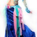 Tattered Bustle Skirt, Candy Land Hip Belt blue pink purple mint green wrap Tribal Belly Dance Fantasy Fairy Carnival Performer
