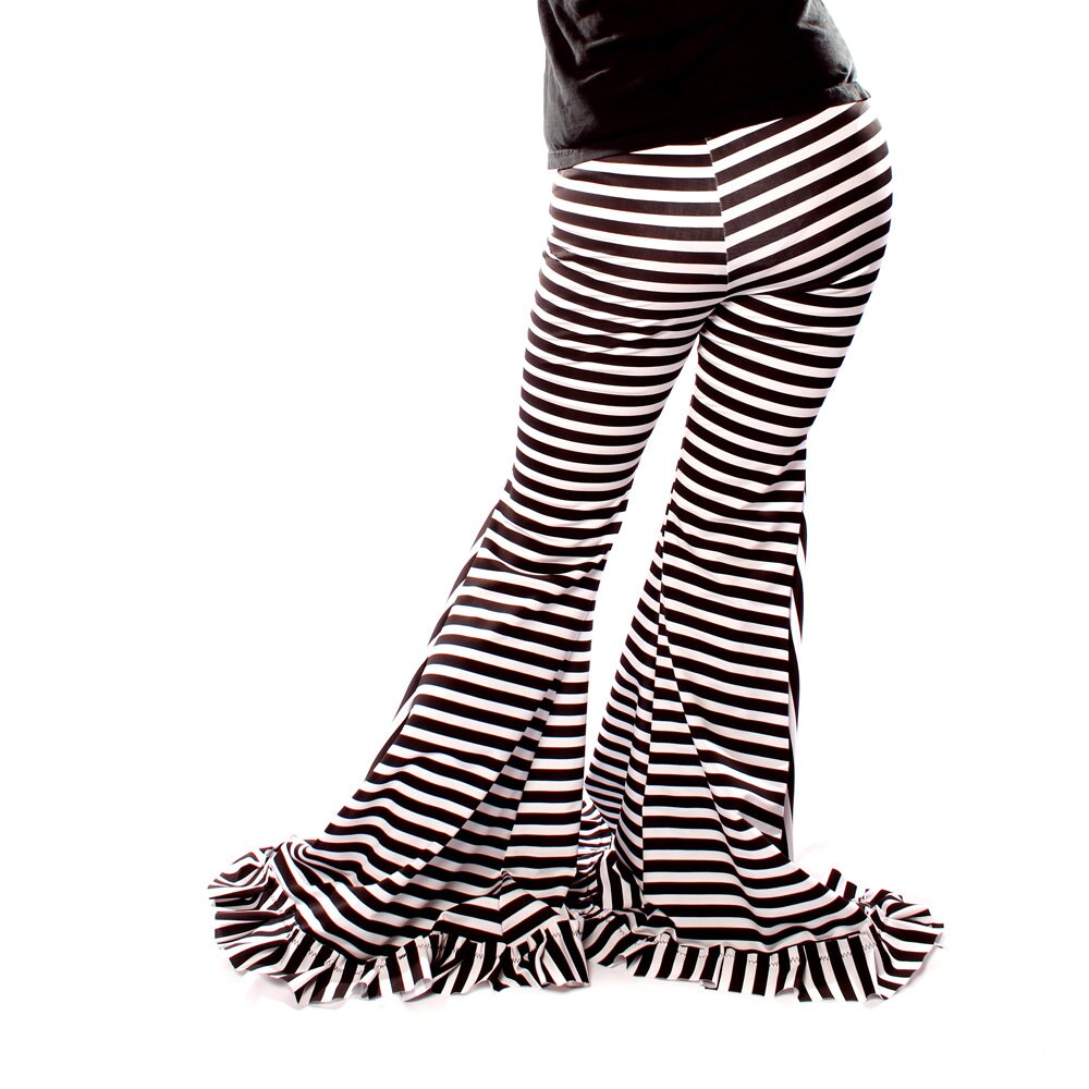 Belly Dance Wide Leg stripe PANTS. Black White Carnival