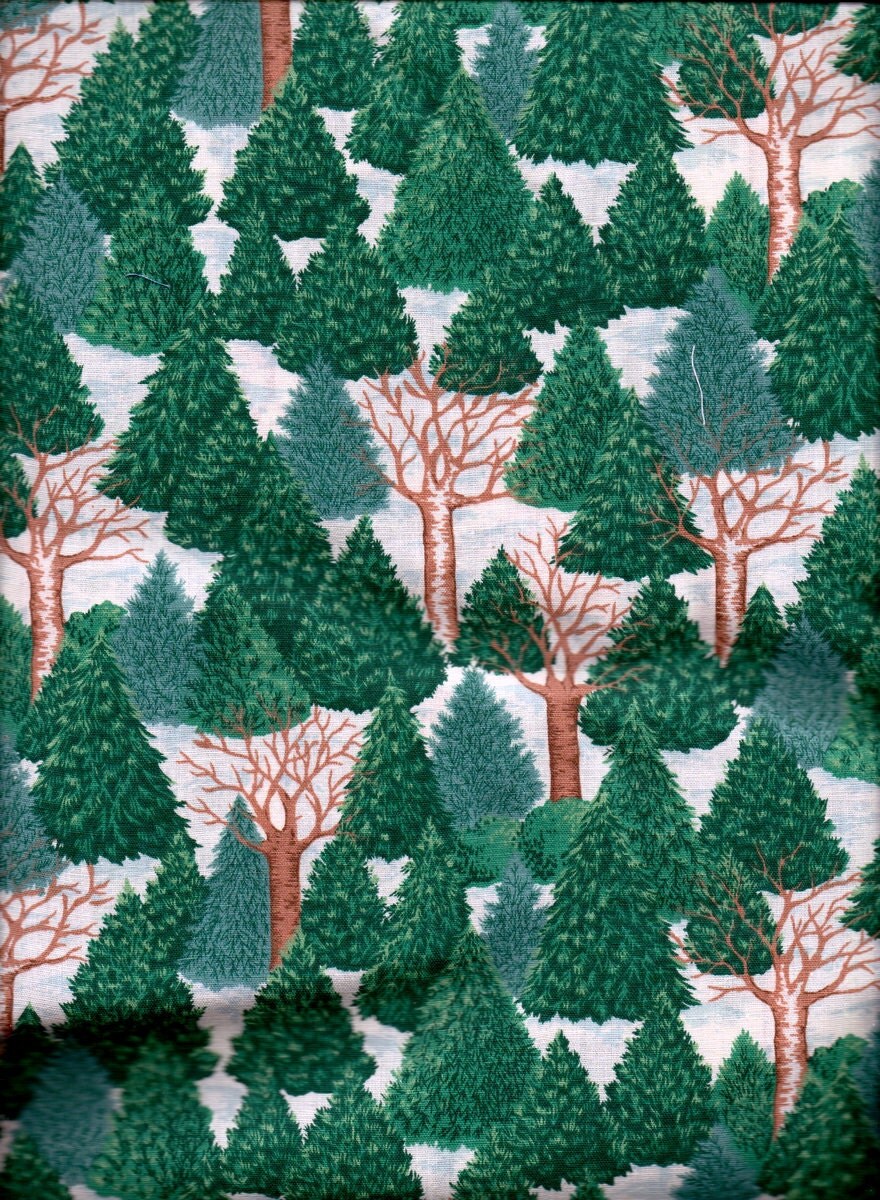 Fabric Winter Trees Cotton Remnant